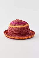 Striped Straw Bucket Hat