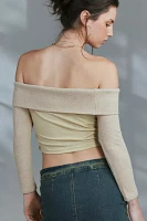 Zemeta Vanilla Powder Off-The-Shoulder Sweater