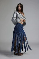 Urban Renewal Remade Shredded Denim Maxi Skirt