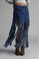 Urban Renewal Remade Shredded Denim Maxi Skirt