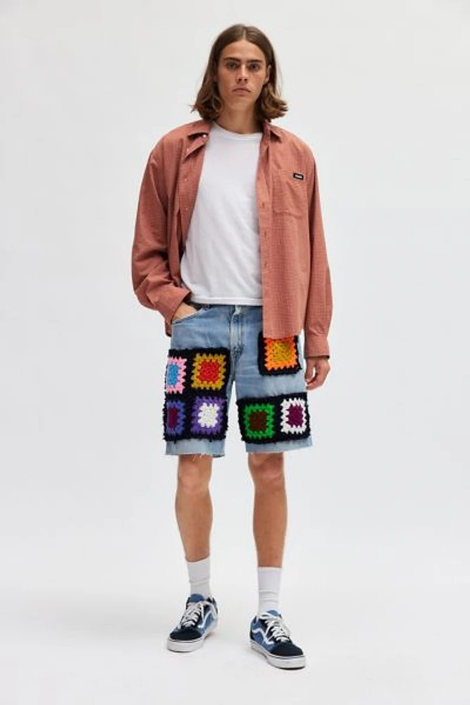 Urban Renewal Remade Levi's® Granny Square Patch Denim Short