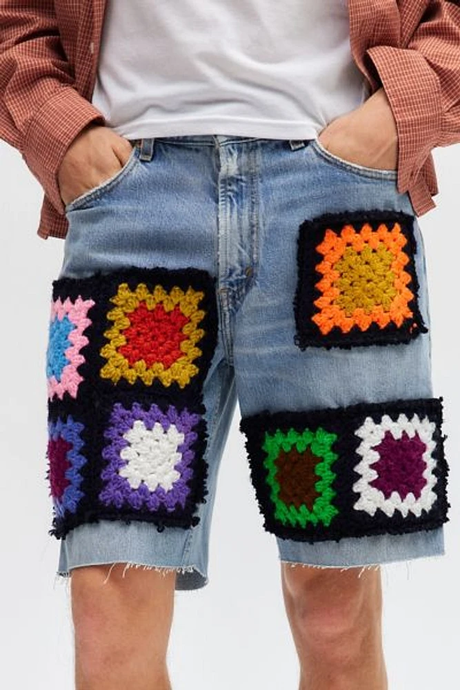 Urban Renewal Remade Levi's® Granny Square Patch Denim Short