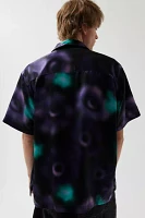 UO Abstract Pattern Satin Short Sleeve Button-Down Shirt