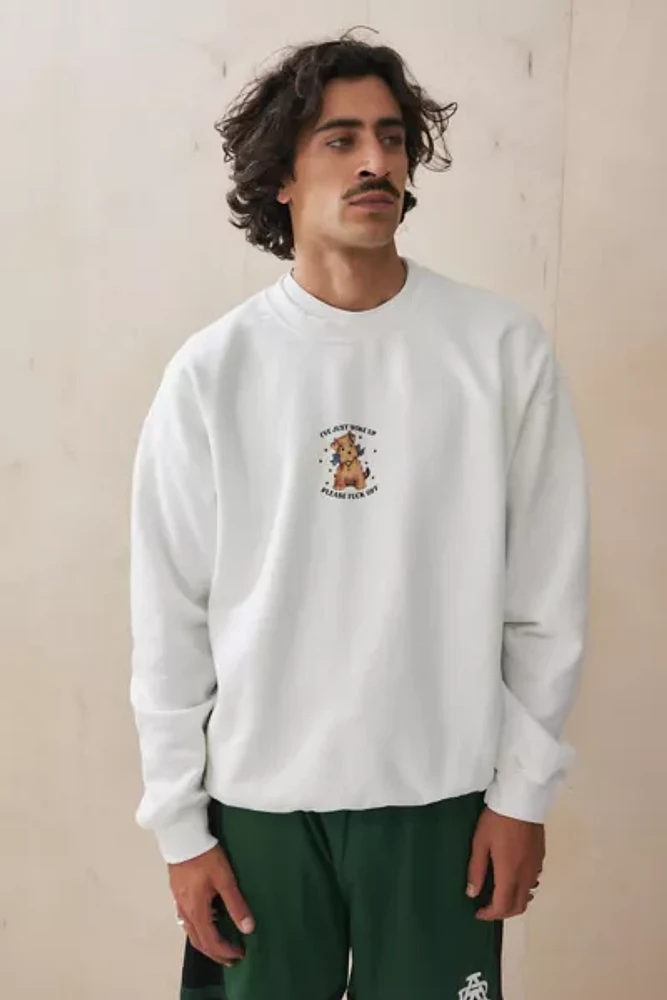 UO White Just Woke Up Sweatshirt