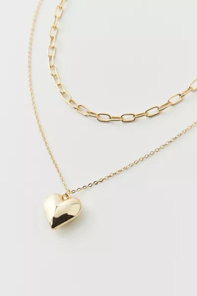 Essential Heart Charm Chain Layering Necklace Set