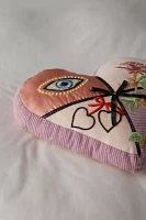 Urban Renewal Remnants Upcycled Patchwork Heart Throw Pillow