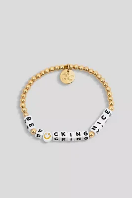 Little Words Project Be F-ing Nice Gold Beaded Bracelet