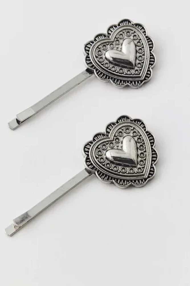 Western Heart Slide Barrette Set