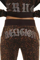 True Religion Leopard Velour Zip Hoodie Sweatshirt