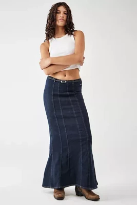 BDG Cari Belted Denim Maxi Skirt