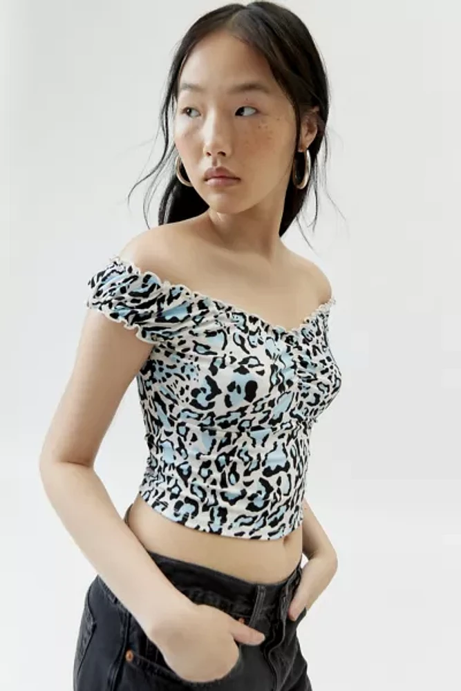 Urban Renewal Remnants Cheetah Print Off-The Shoulder Cropped Top