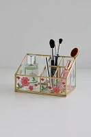 Pressed Flower Glass Makeup Organizer