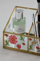 Pressed Flower Glass Makeup Organizer