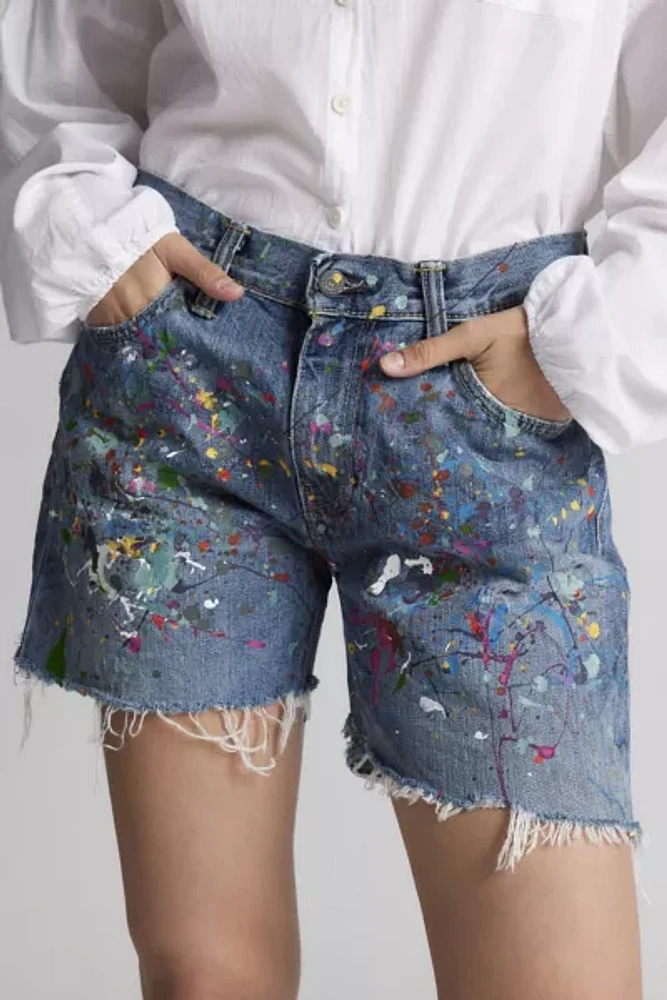 Urban Renewal Remade Paint Splatter Denim Jort