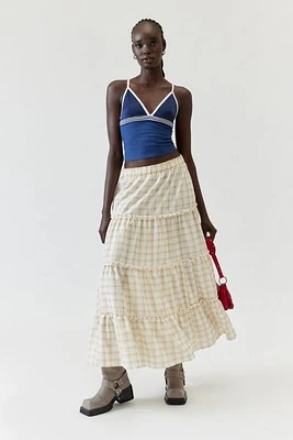 Urban Renewal Remnants Gingham Tiered Maxi Skirt