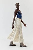 Urban Renewal Remnants Gingham Tiered Maxi Skirt