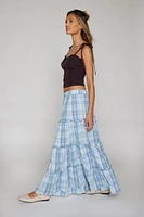 Urban Renewal Remnants Plaid Tiered Maxi Skirt