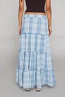 Urban Renewal Remnants Plaid Tiered Maxi Skirt