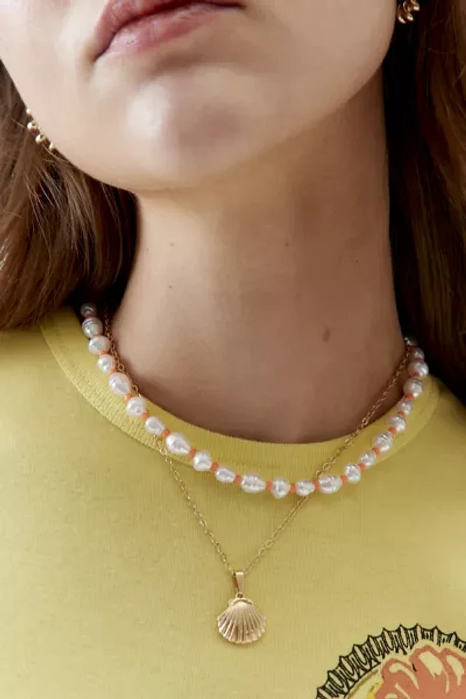 Beachy Neon Pearl & Charm Layering Necklace