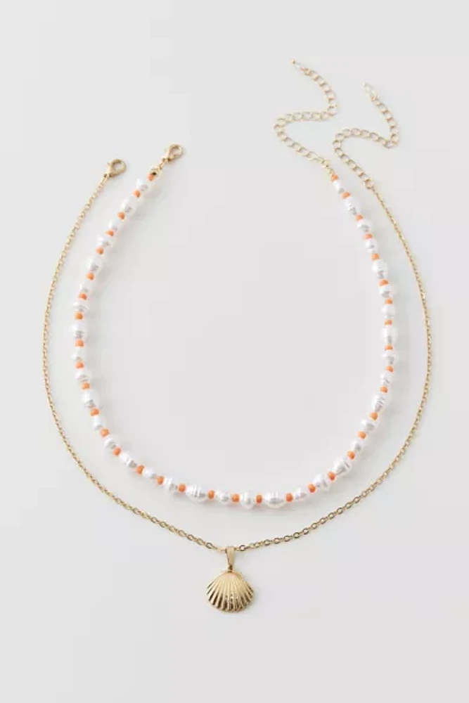Beachy Neon Pearl & Charm Layering Necklace