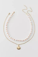 Beachy Neon Pearl & Charm Layering Necklace Set