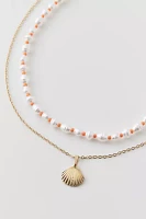 Beachy Neon Pearl & Charm Layering Necklace Set