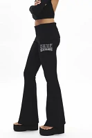 True Religion Crystal Embellished Foldover Sweater Flare Pant