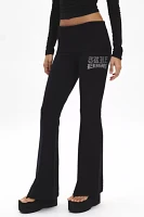 True Religion Crystal Embellished Foldover Sweater Flare Pant