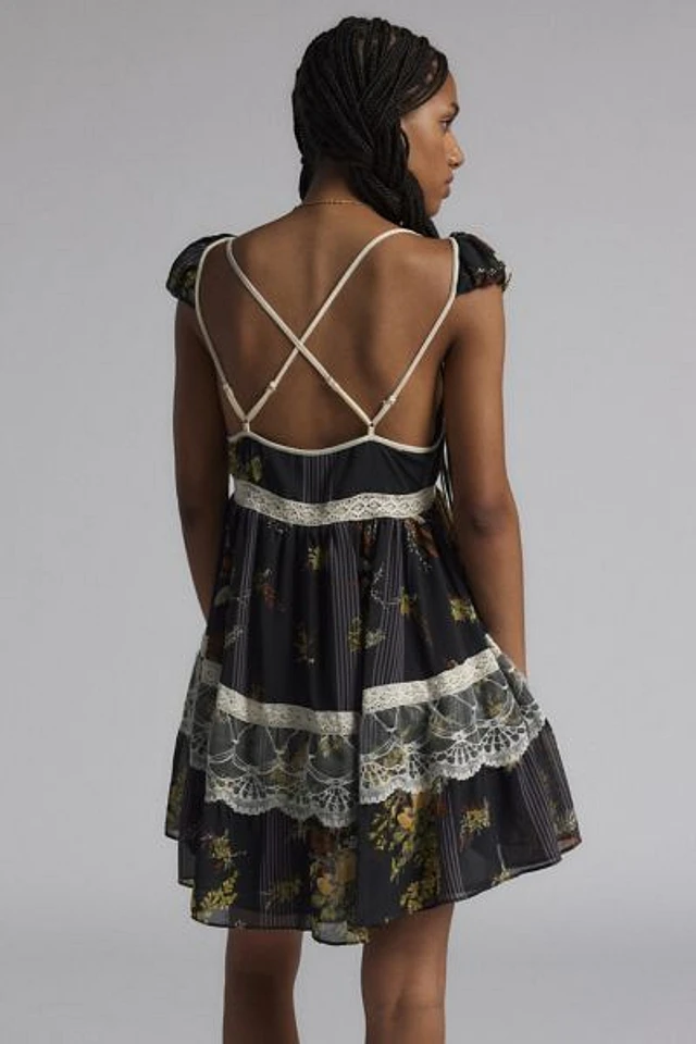 lace midaxi dress Caia Lace Plunge Bodysuit Midaxi Dress in Black