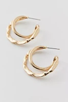 Hammered Double Hoop Earring