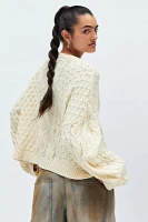 The Ragged Priest Dimensional Cable Knit Split Front Sweater