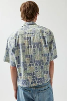 Urban Renewal Remade Abstract Cropped Short Sleeve Button-Down Shirt