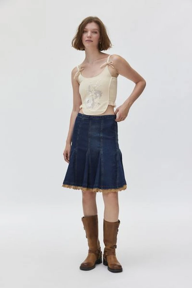 Kimchi Blue Tamara Denim Lace Midi Skirt
