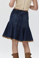 Kimchi Blue Tamara Denim Lace Midi Skirt