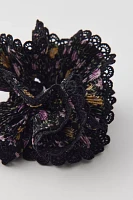 Ruffle Floral Crochet Scrunchie