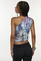 Silence + Noise Octavia Graphic One-Shoulder Tank Top