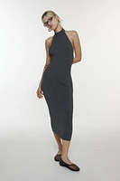 Silence + Noise Kaley Mock Neck Halter Midi Dress