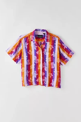 Vintage Tropical Floral Button-Down Shirt