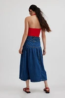 Kimchi Blue Clara Drop Waist Denim Midi Skirt