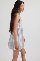 Motel Tisyani Bow Striped Babydoll Mini Dress