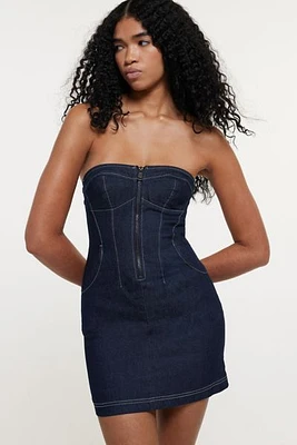 Silence + Noise Ashton Strapless Denim Mini Dress