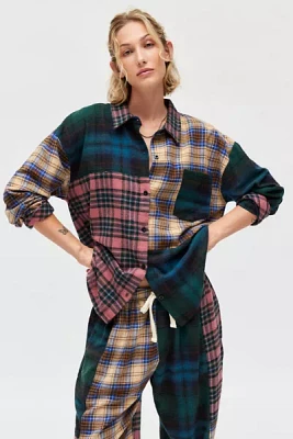 Out From Under Spliced Check Flannel Oversized Shirt