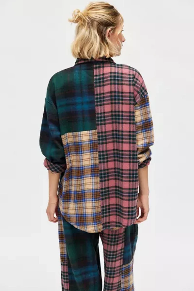 Out From Under Spliced Check Flannel Oversized Shirt