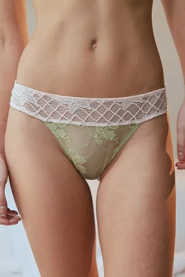 Out From Under Marigold Floral Sheer Lace Thong