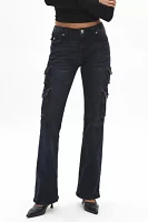 True Religion Becca Mid-Rise Flare Cargo Jean