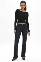 True Religion Becca Mid-Rise Flare Cargo Jean