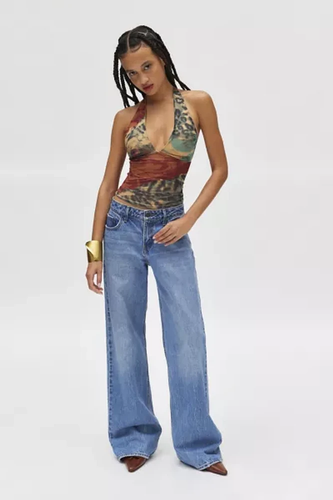 Silence + Noise Camellia Mesh Halter Top