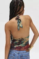 Silence + Noise Camellia Mesh Halter Top