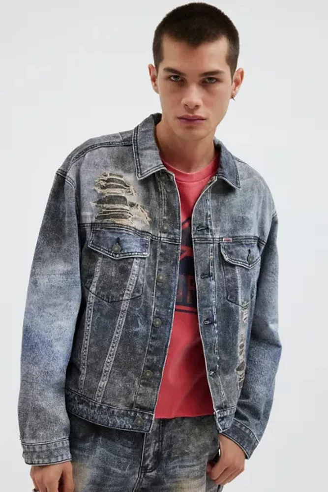 GUESS ORIGINALS Printed Mending Denim Jacket