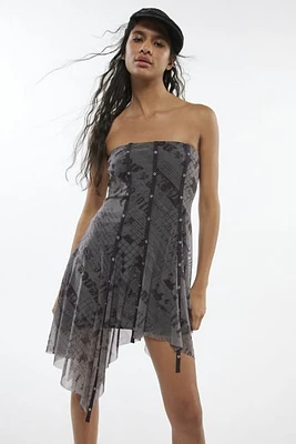 Silence + Noise Quincey Strapless Mesh Mini Dress